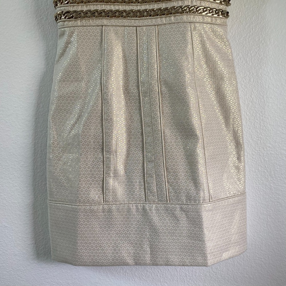 Laundry by Shelli Segal Dress Women 8 Gold Great Chain Waist Metallic Mini Dress - Picture 6 of 12
